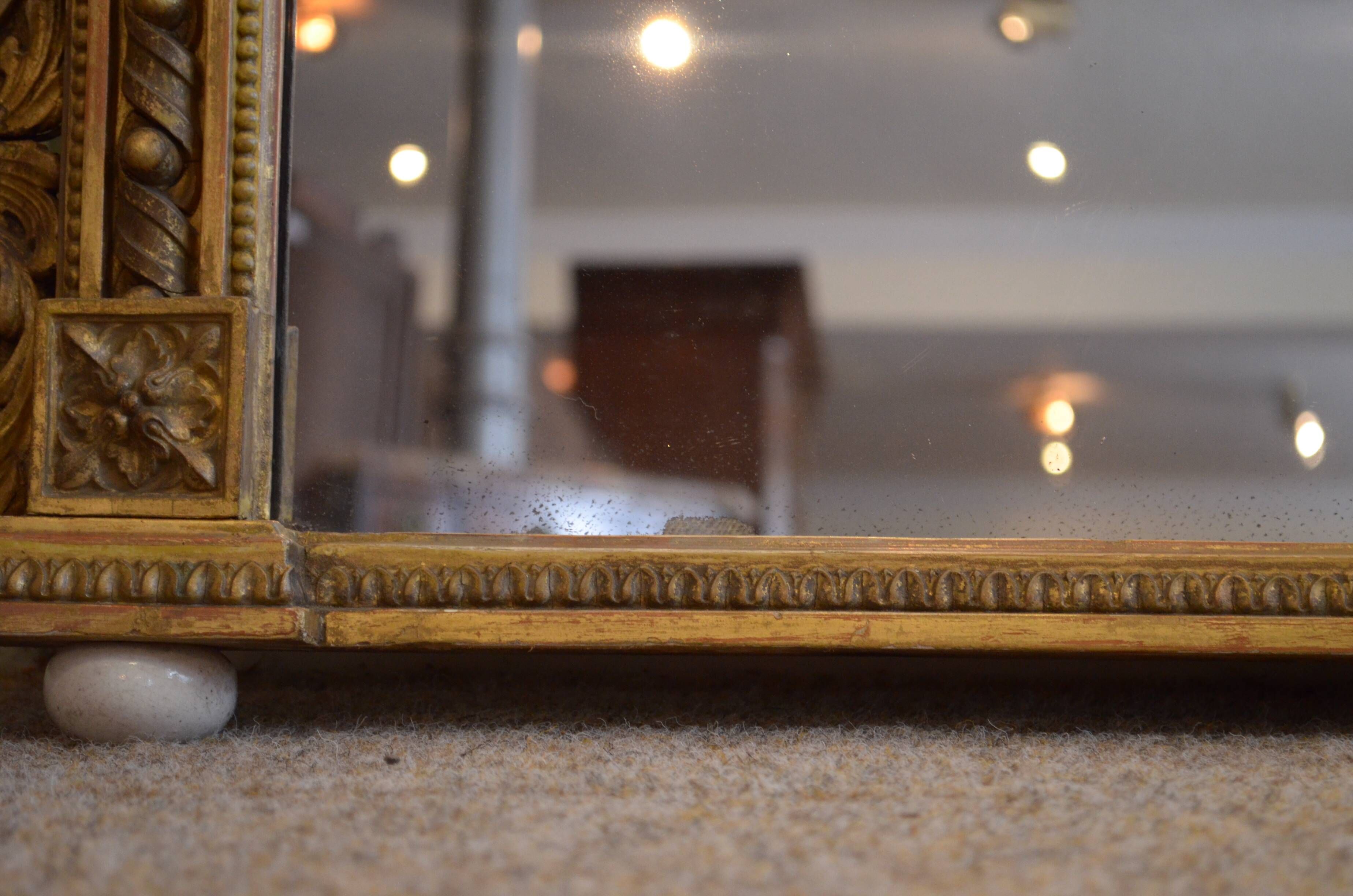 English giltwood overmantle mirror h161cm