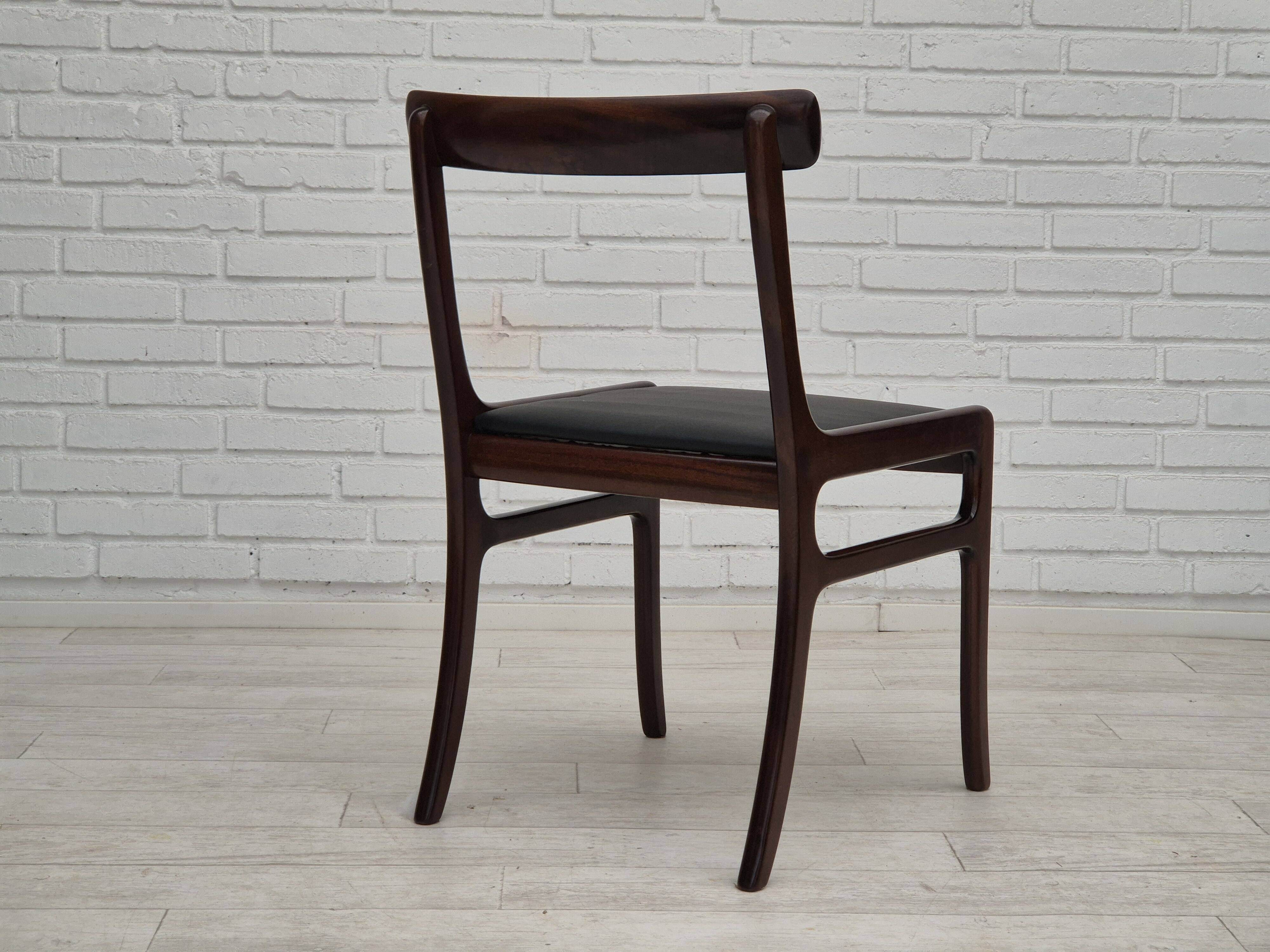 1960s, Danish design by Ole Wanscher, set of 4 Danish dinning chairs, mahogany wood, reupholstered.