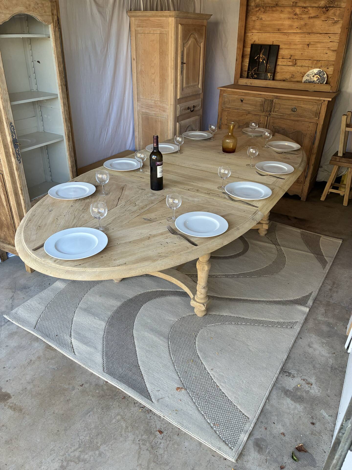 Table de ferme en chêne massif avec rallonges 