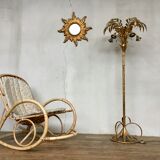 Rocking flesh in bamboo rattan and vintage wicker 1950