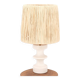 White ceramic lamp by Cari Zalloni, raffia lampshade