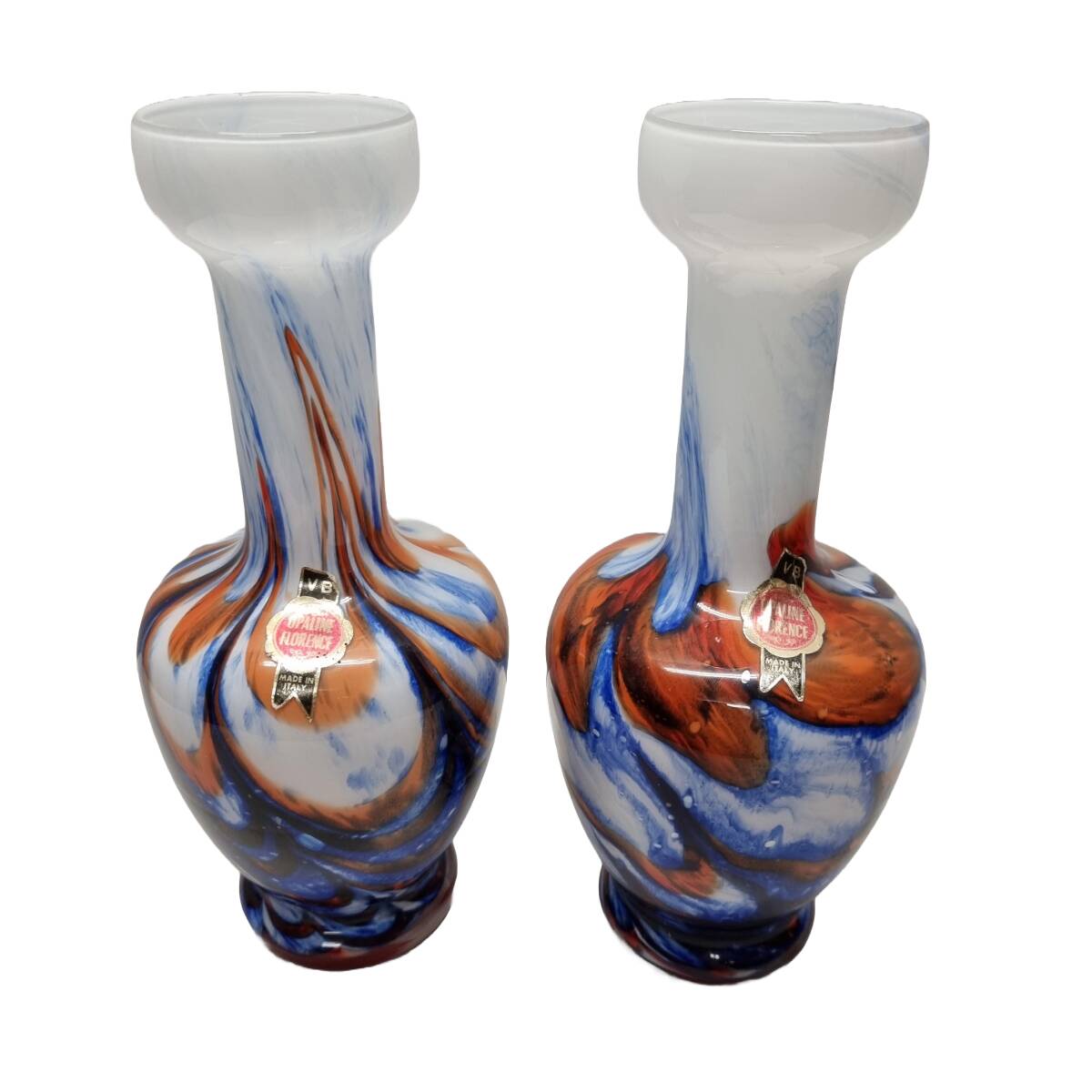 2 Vintage Italian Opaline Vases, 1950s