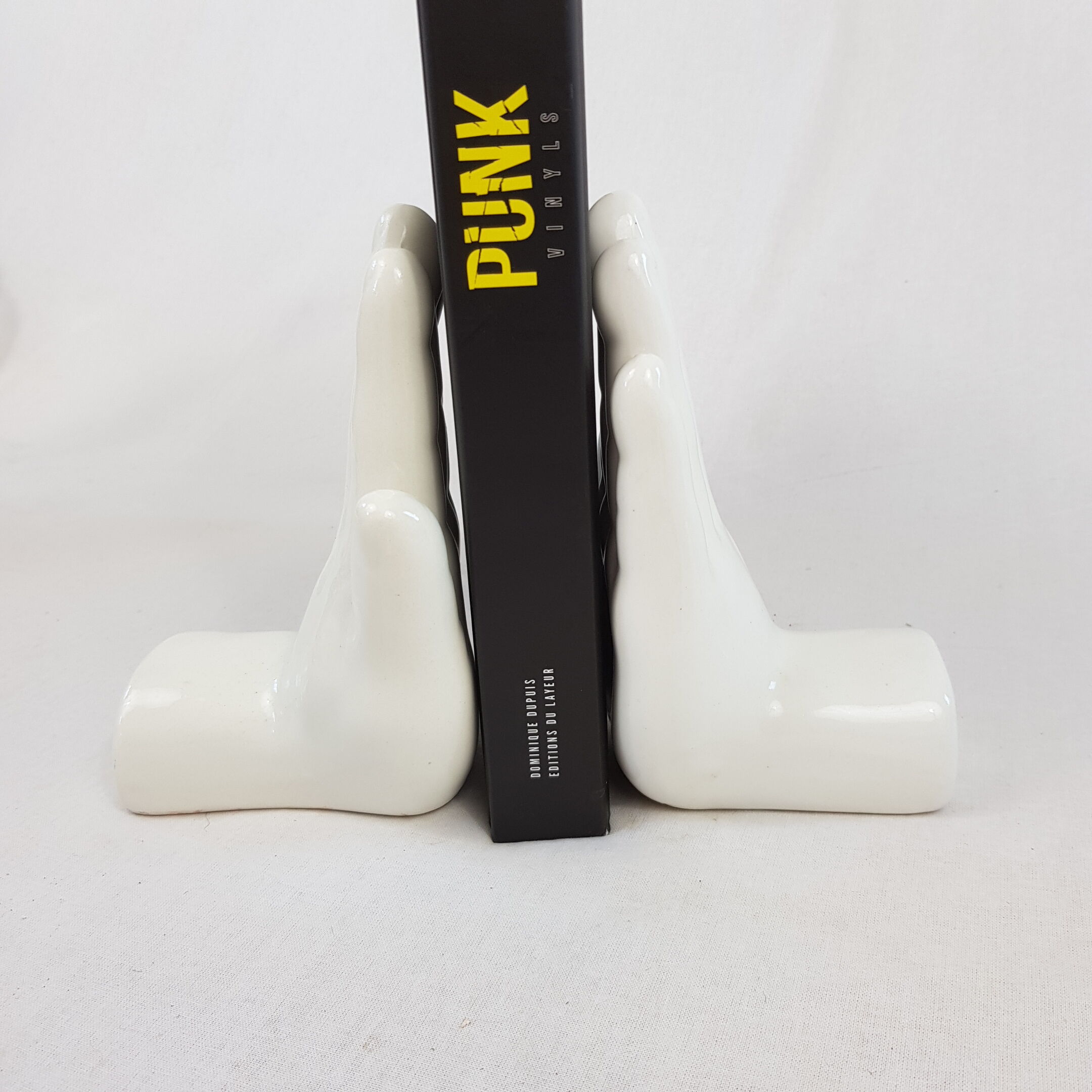 White ceramic book greenhouse representing hands 1980