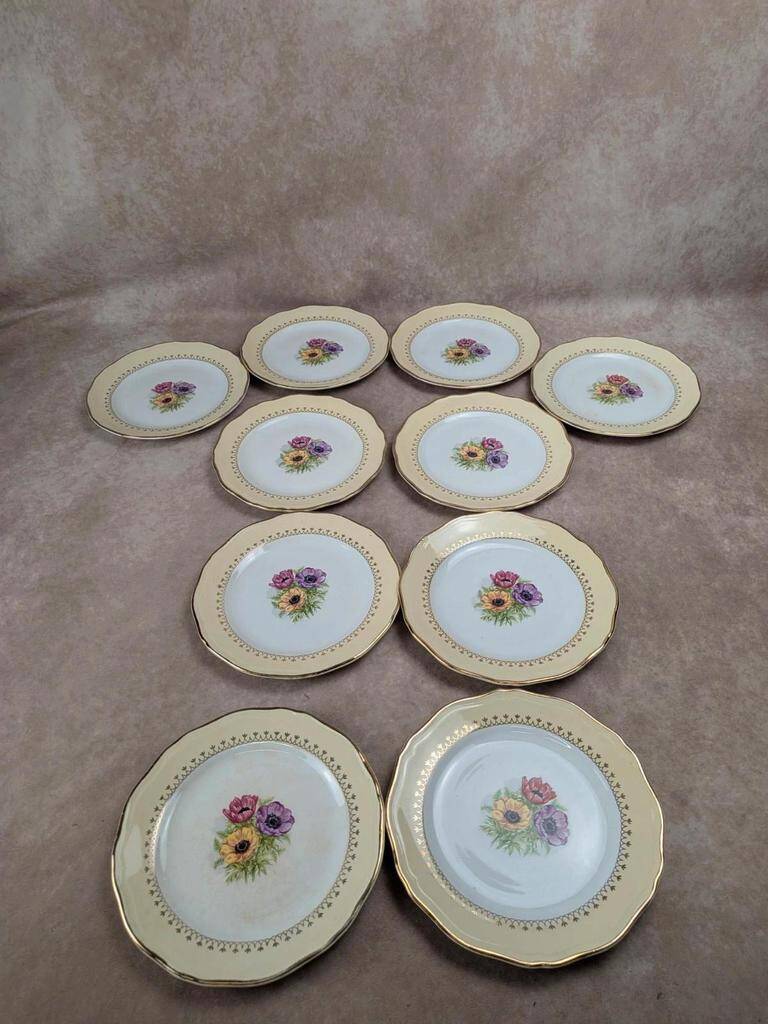 Set of 10 vintage dessert plates L’amandinoise Coopélia