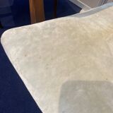 Set of 2 chairs and 2 armchairs in wood and gray velvet