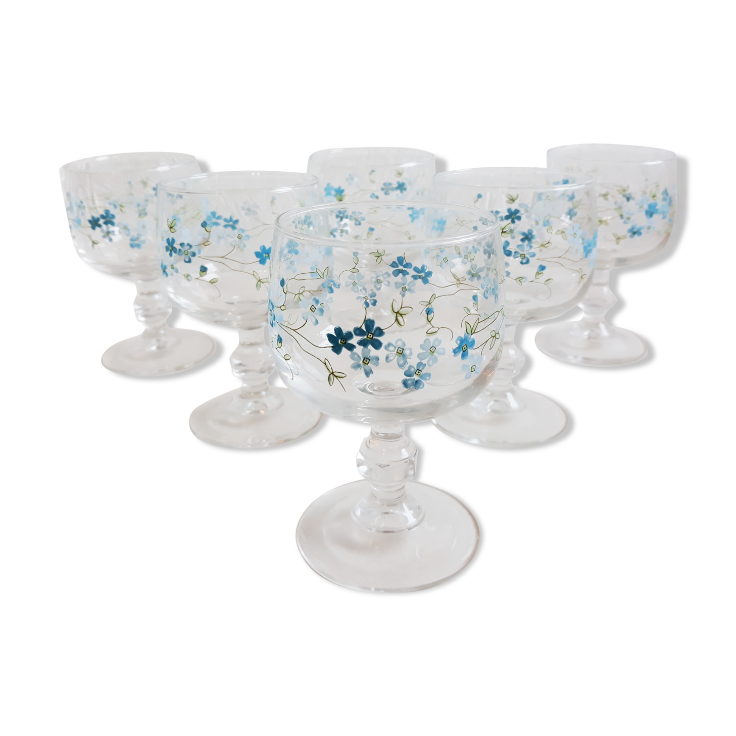 6 Verres myosotis