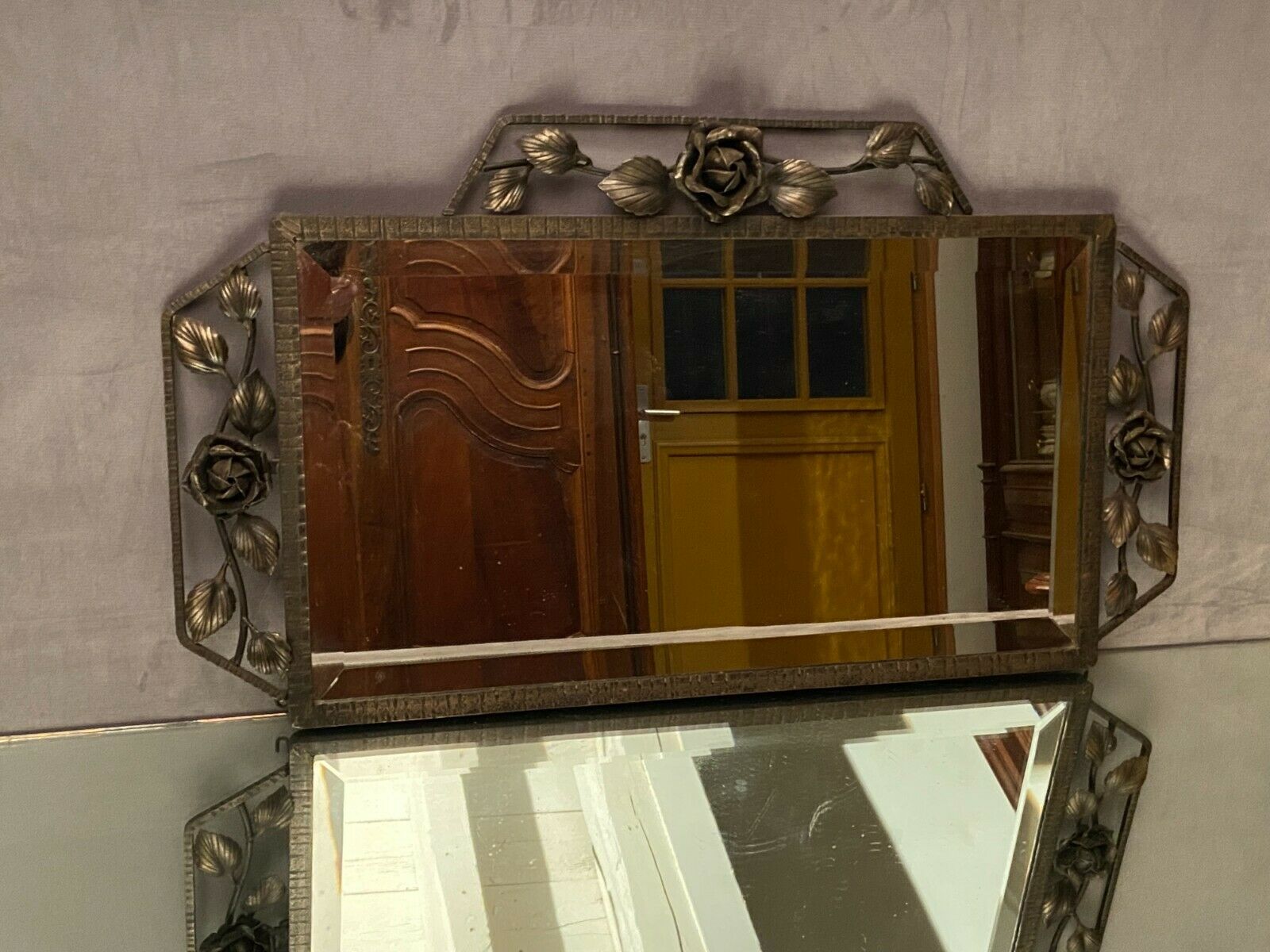 Wrought iron mirror Art Deco era