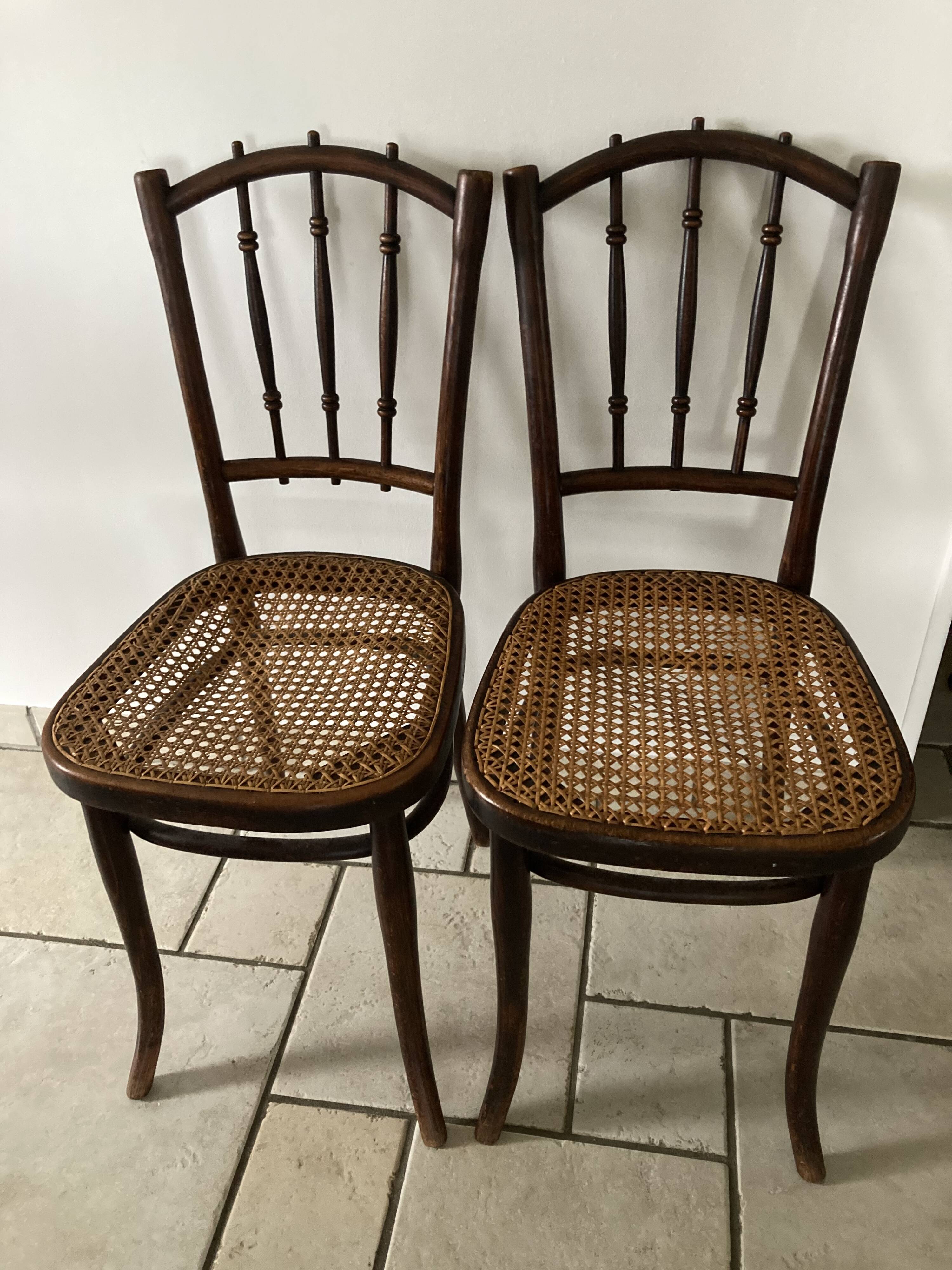 Pair of Canned Thonet chairs