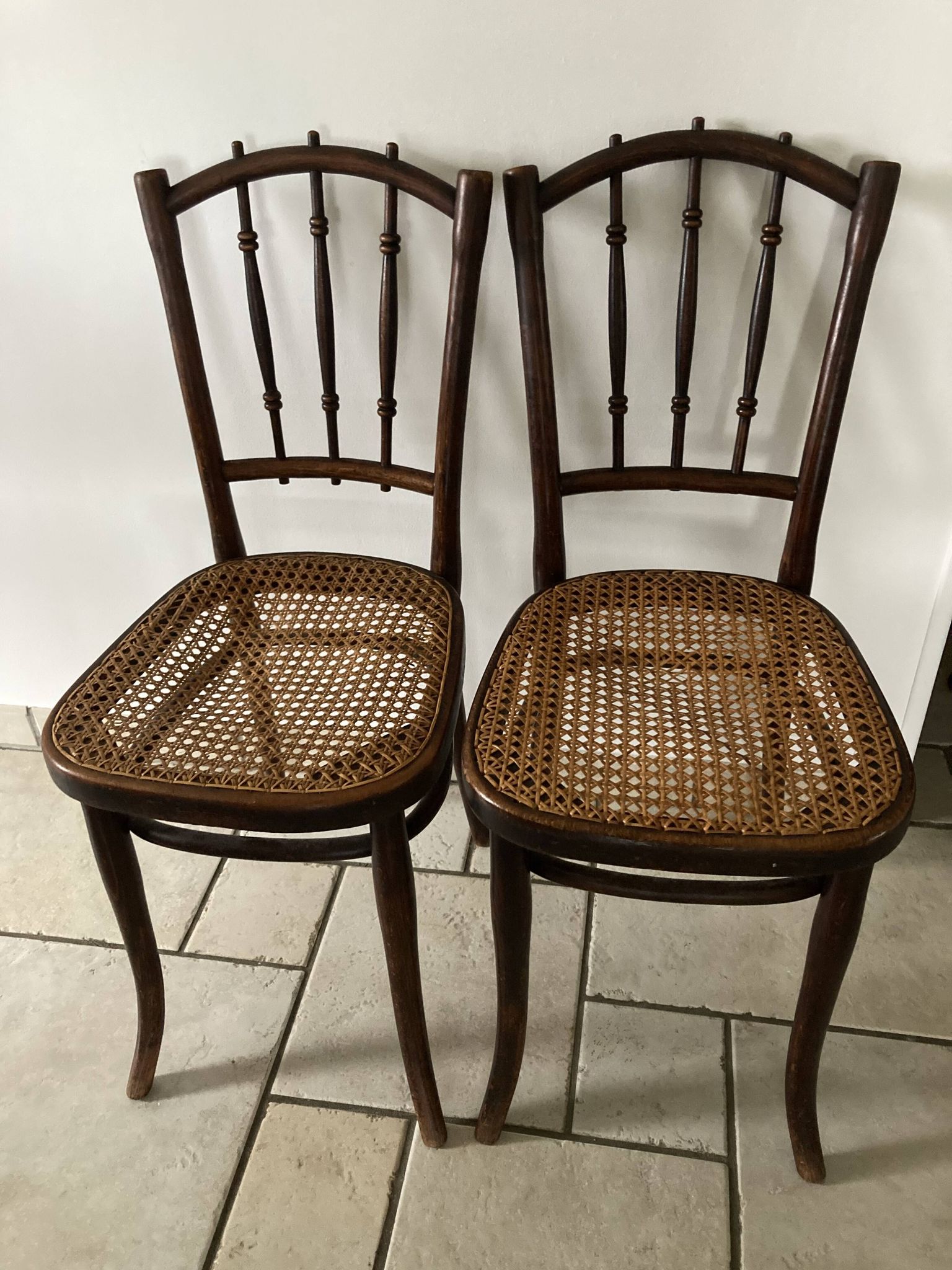 Pair of Canned Thonet chairs