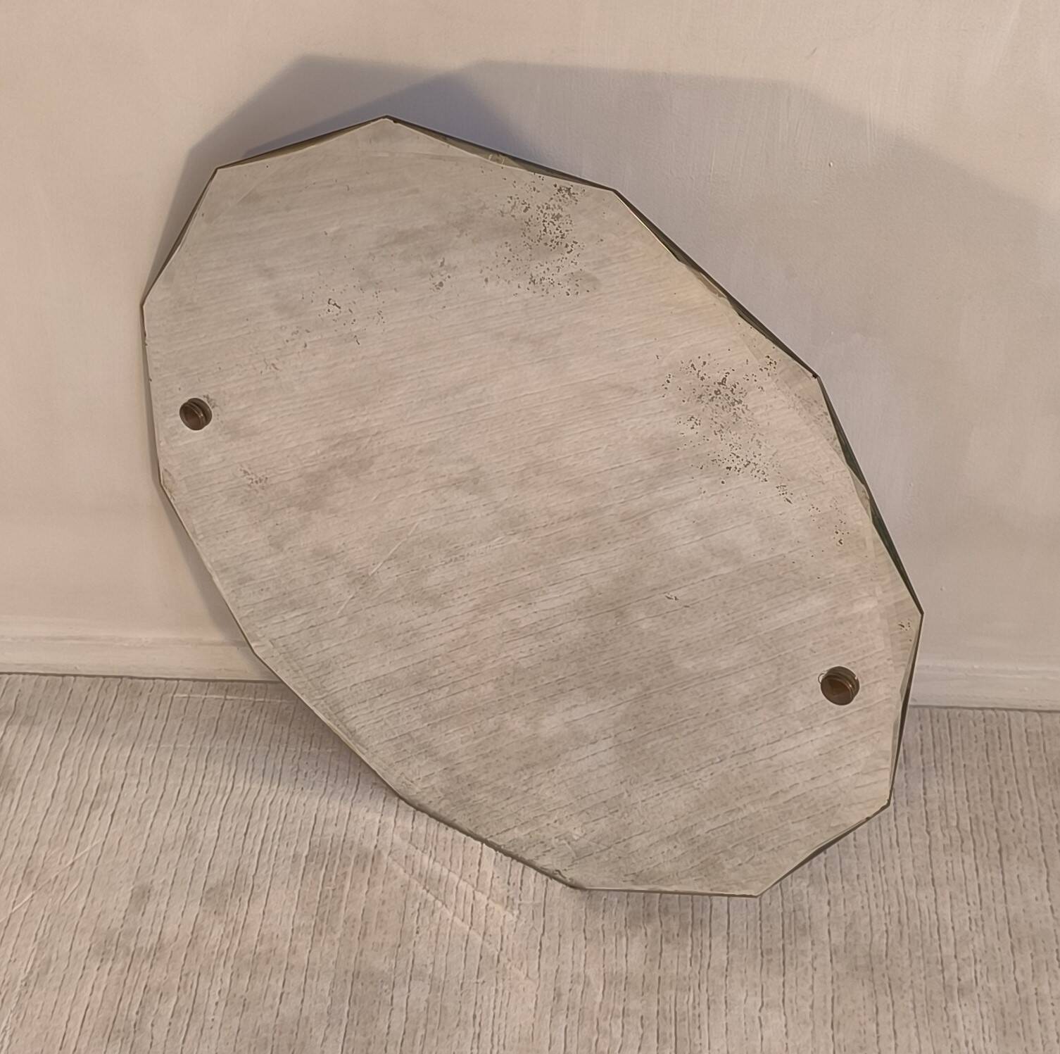 Élégant miroir ancien biseauté à 12 pans – style Art Déco vintage