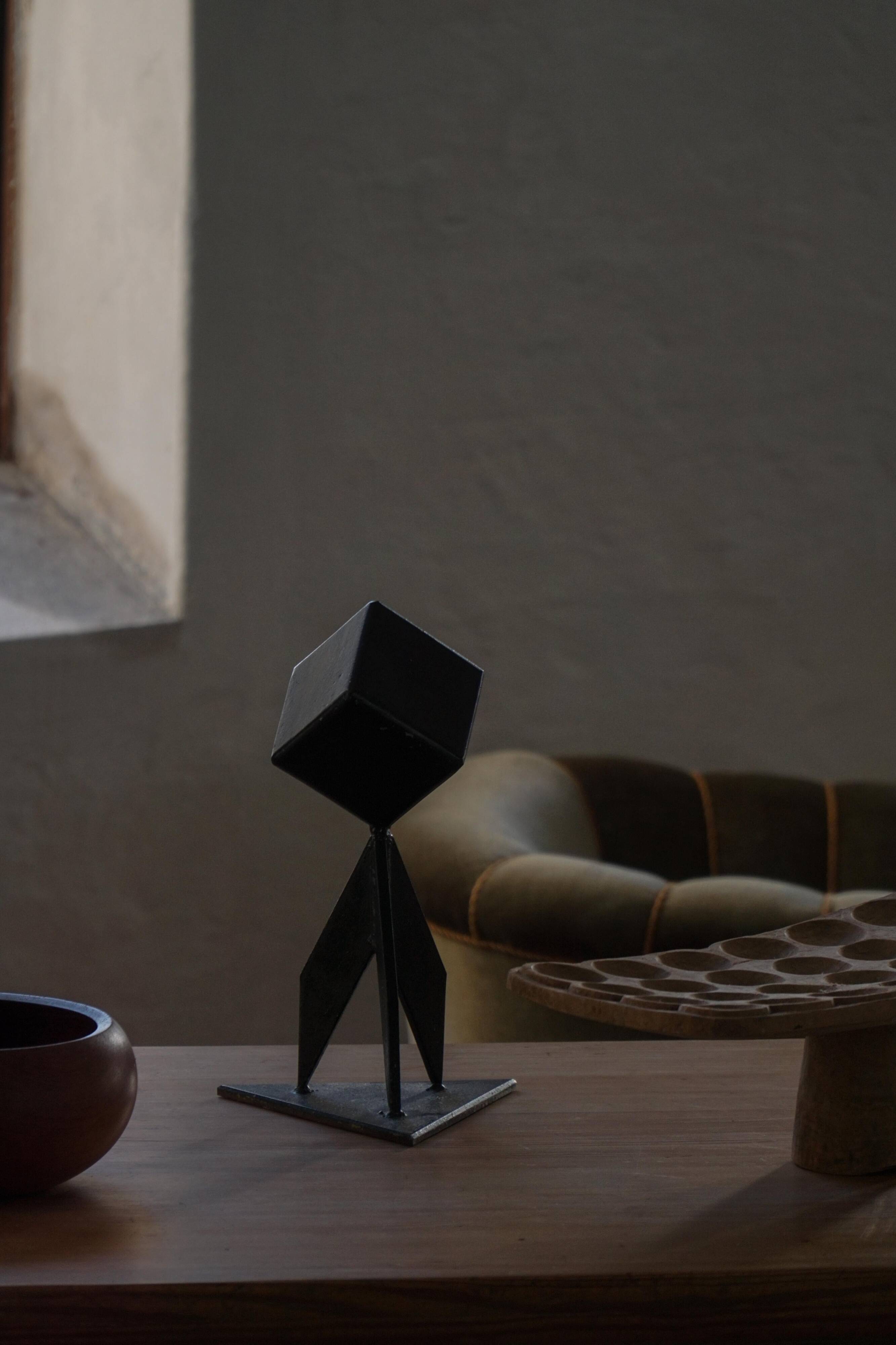 Abstract decorative Scandinavian metal sculpture from the mid-20th century, around the 1950s.