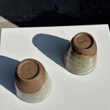 Set of 2 cups in Indonesian ceramic (brown & speckled glazed matte)