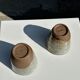 Set of 2 cups in Indonesian ceramic (brown & speckled glazed matte)