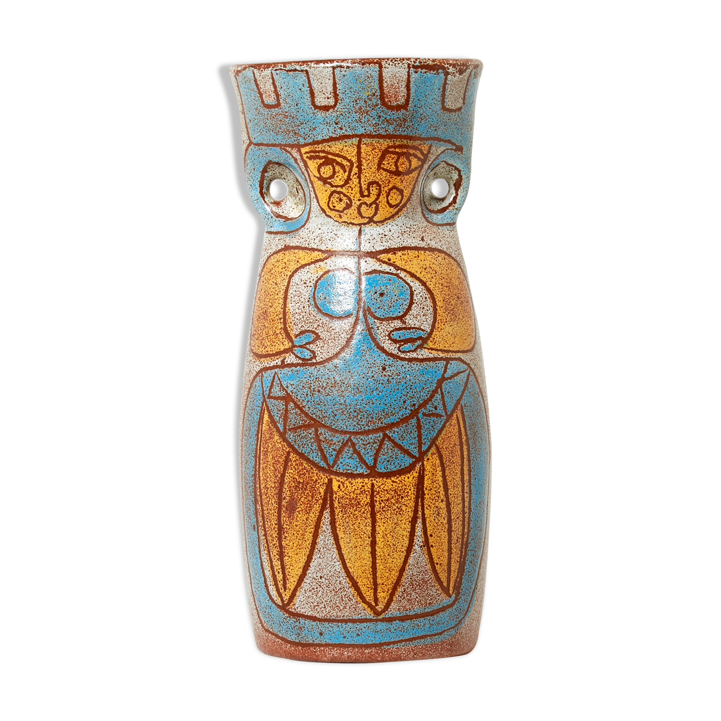 Rare glazed ceramic vase signed Accolay Maya collection around 1950