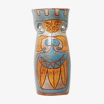 Rare glazed ceramic vase signed Accolay Maya collection around 1950