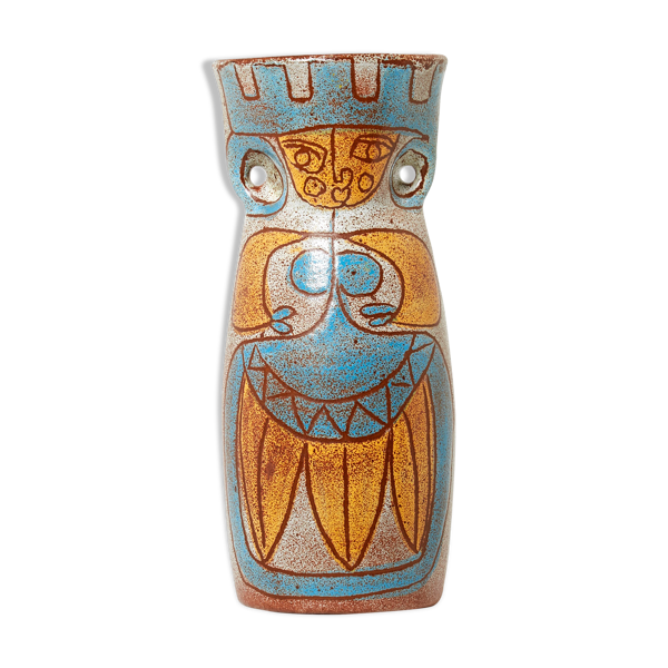 Rare vase céramique émaillée signé Accolay collection Maya vers 1950