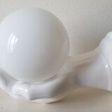 Hand-shaped ceramic and opaline globe, signed delfts wit
