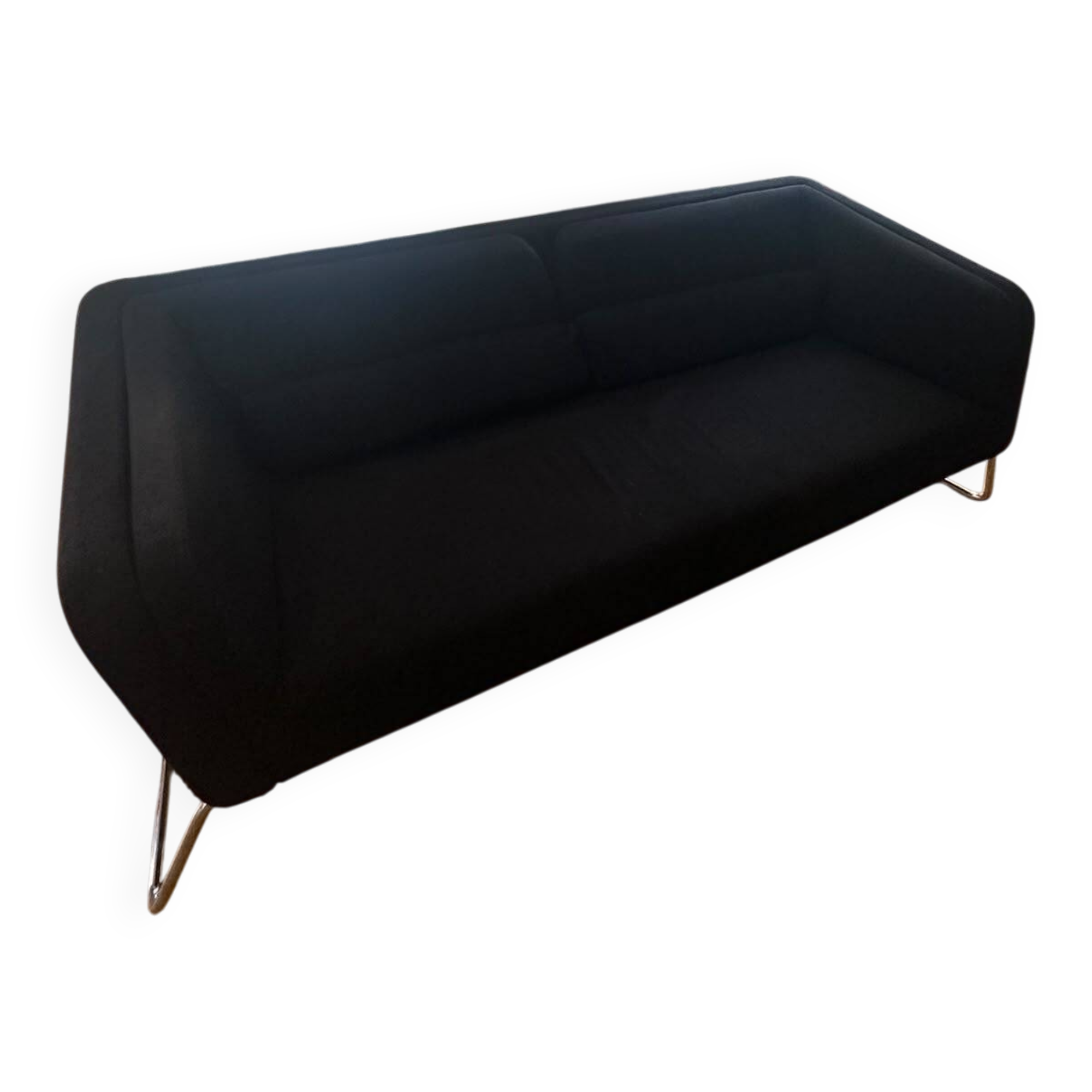 Black 3-seater sofa signed by a designer.