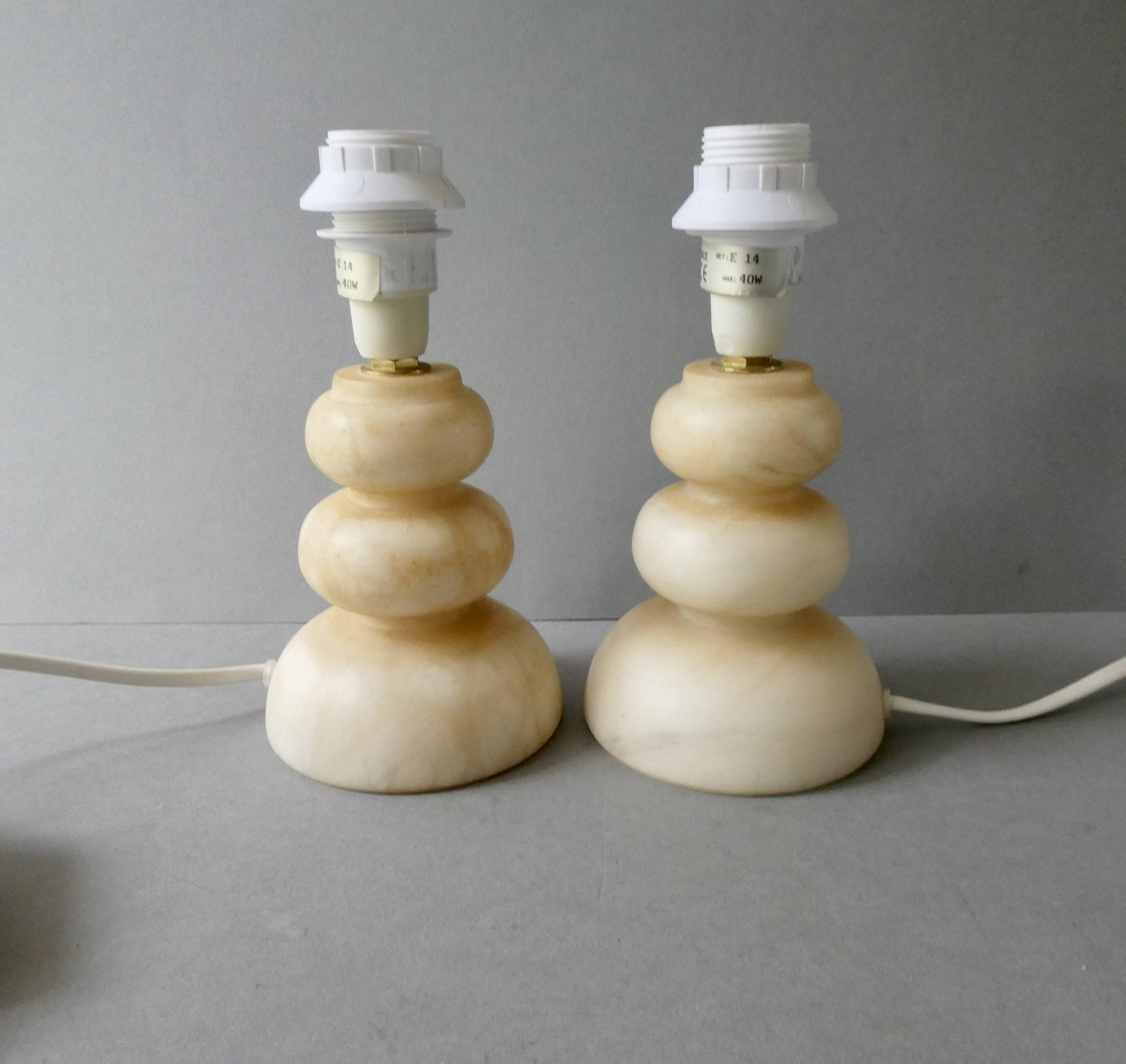 Paire de lampes en albâtre, années 70-80