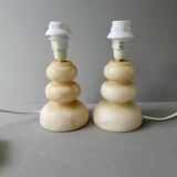 Paire de lampes en albâtre, années 70-80