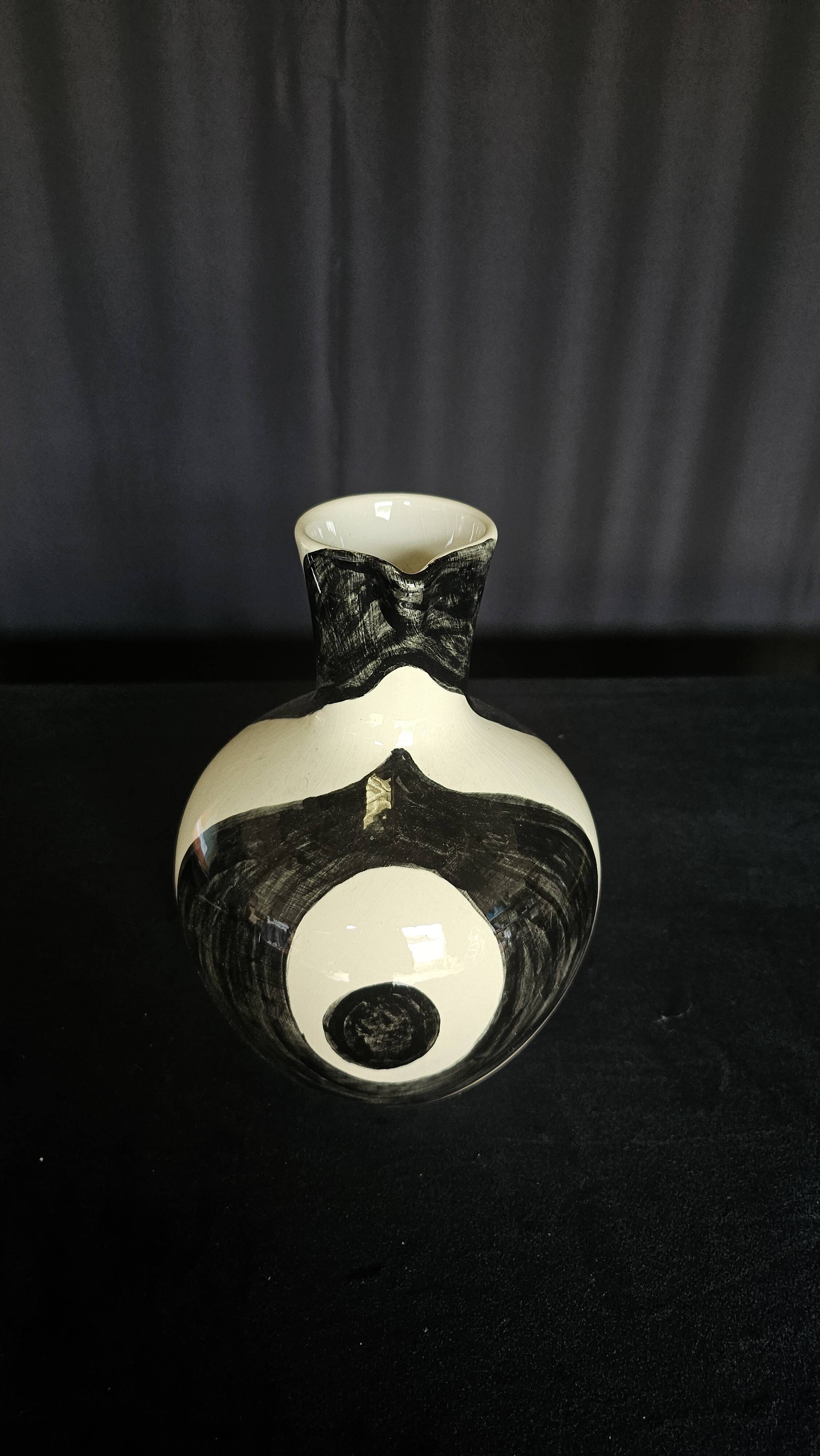 Black & white ceramic pitcher