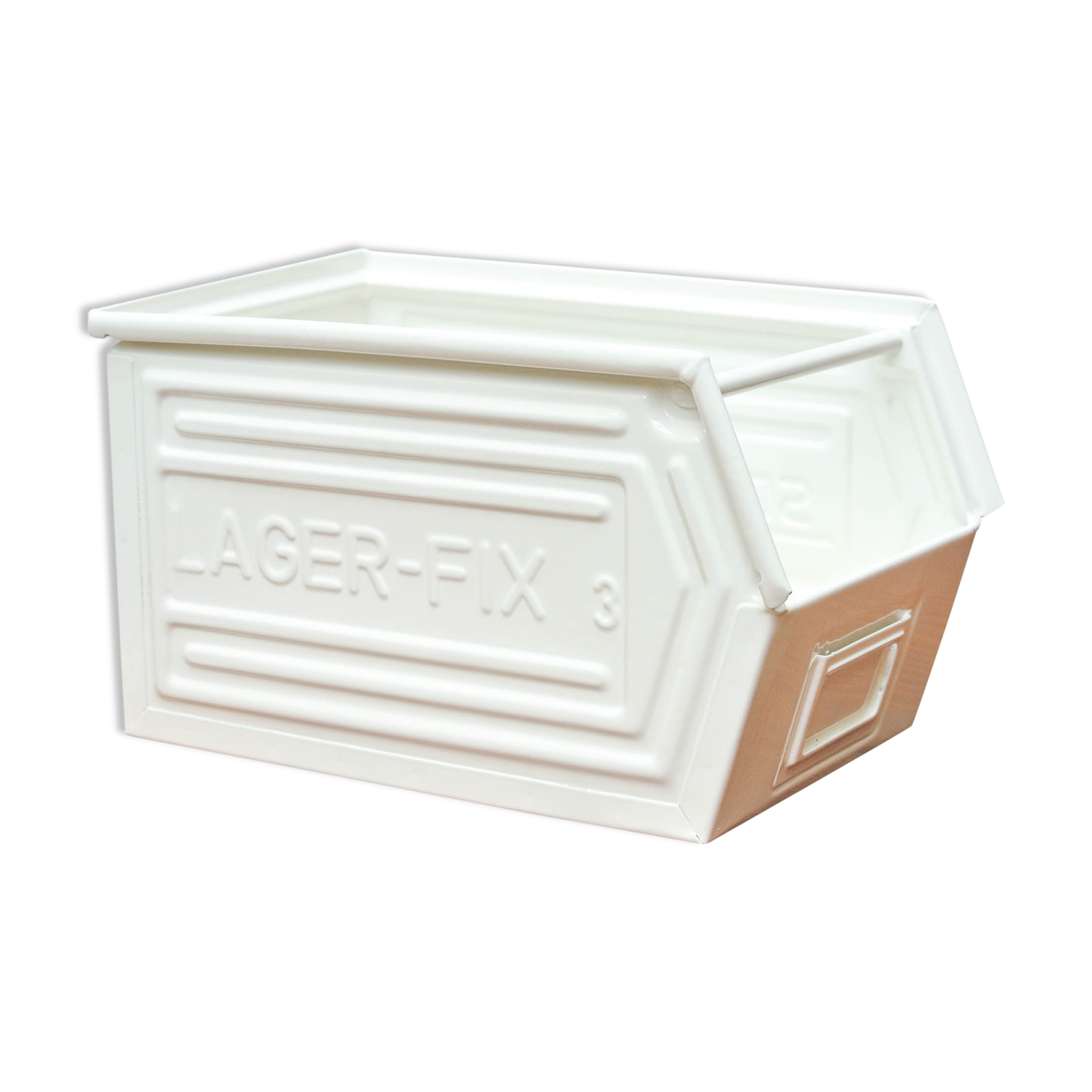 Caisse schafer blanc crème restaurée