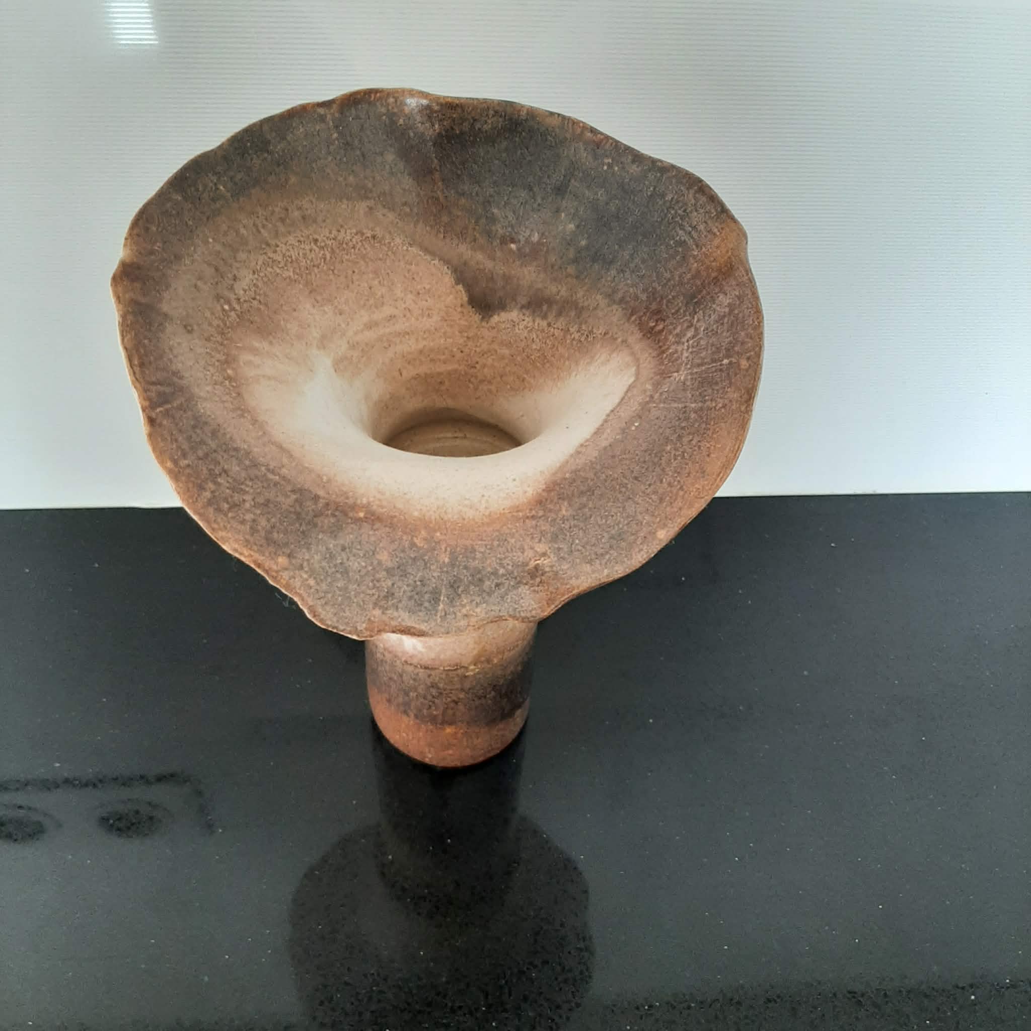 Pottery vase corolla shape in stoneware / 22 cm
