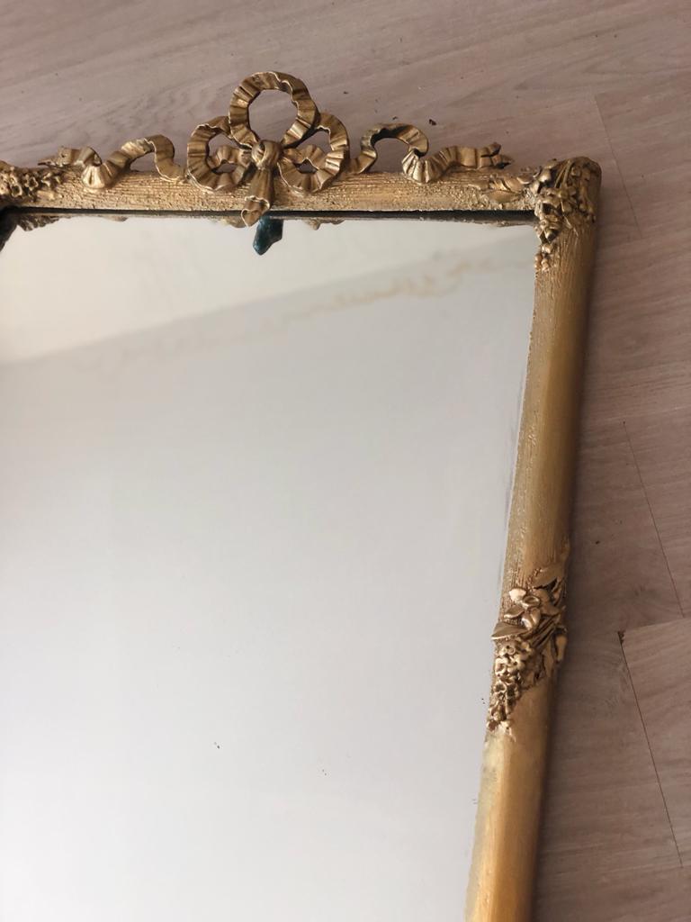 Large old mirror between two gilded pediment louis Philippe ice mercury