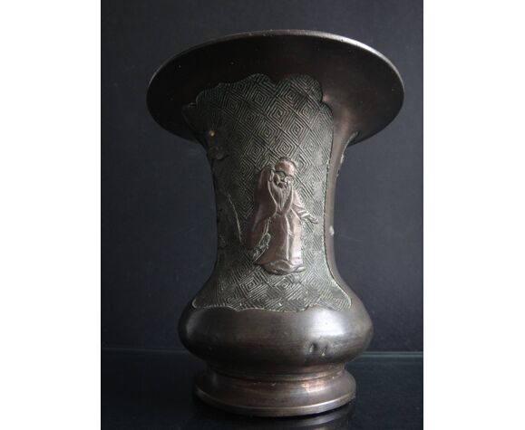 Ancient Chinese baluster vase bronze cone immortal China XIX | Selency