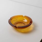 Amber Glass Ashtray - Vintage Textured Glass, Italy 1980s, Decorative Retro Gift