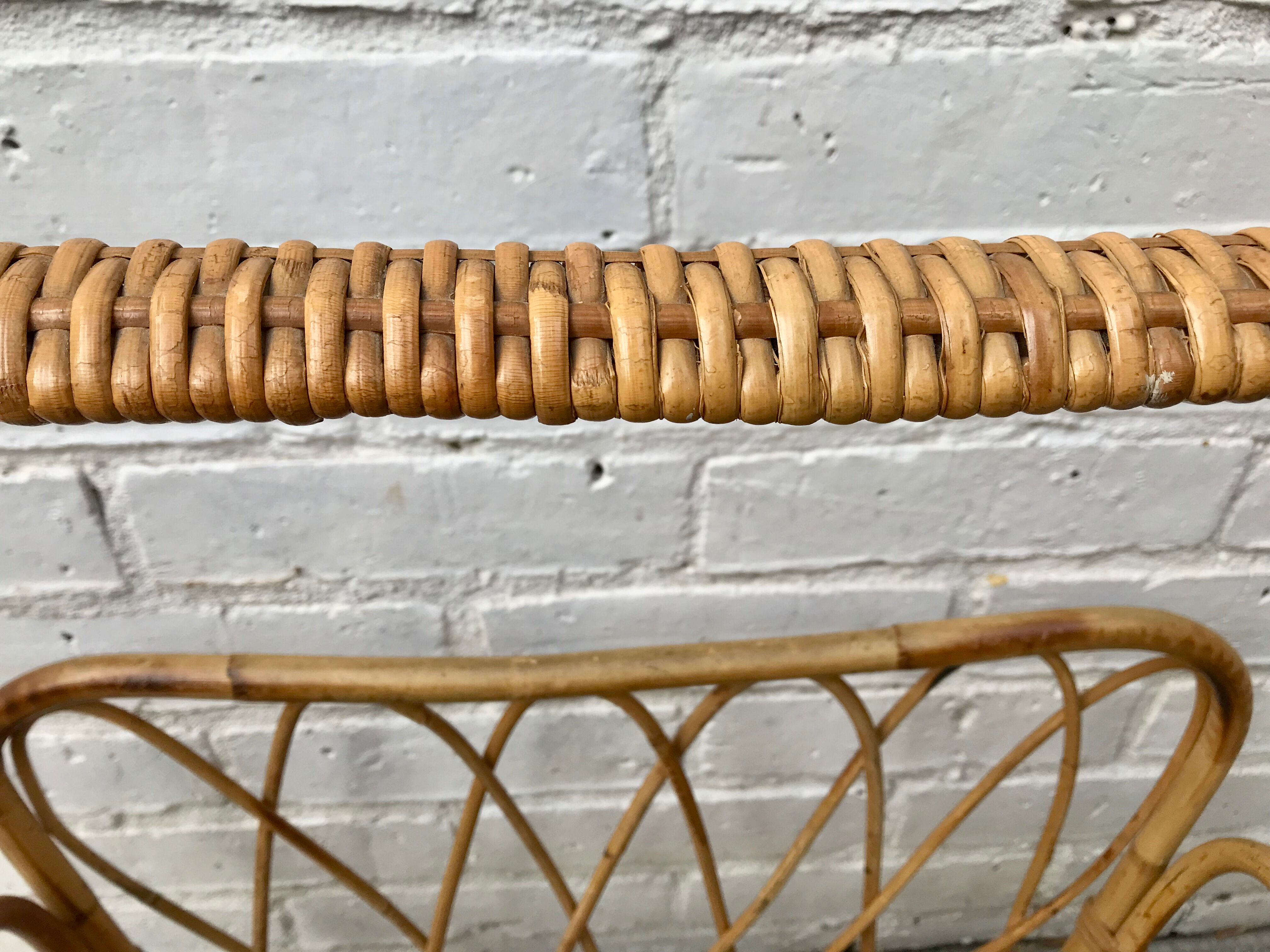 Vintage retro wicker magazine rack