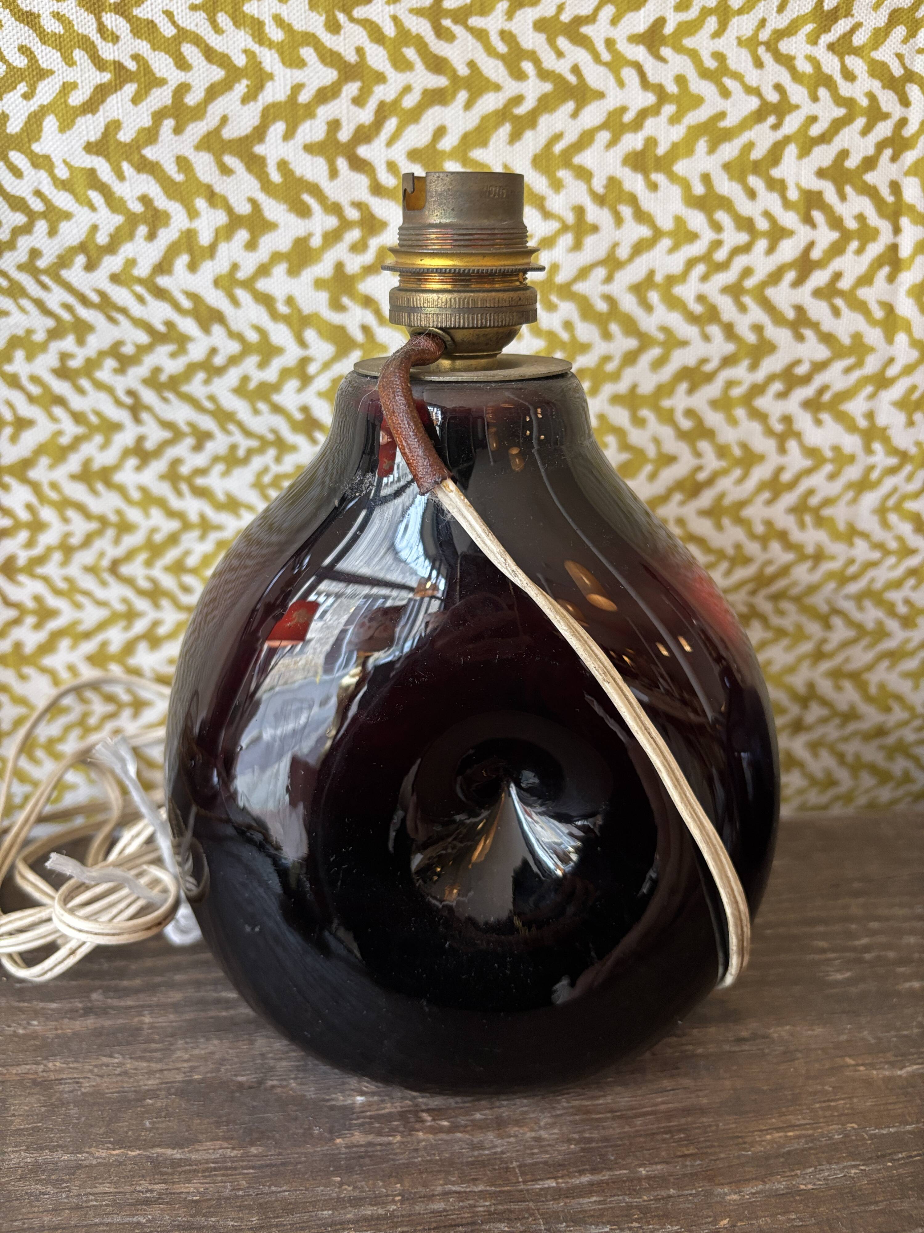 Blown glass lamp signed Morin