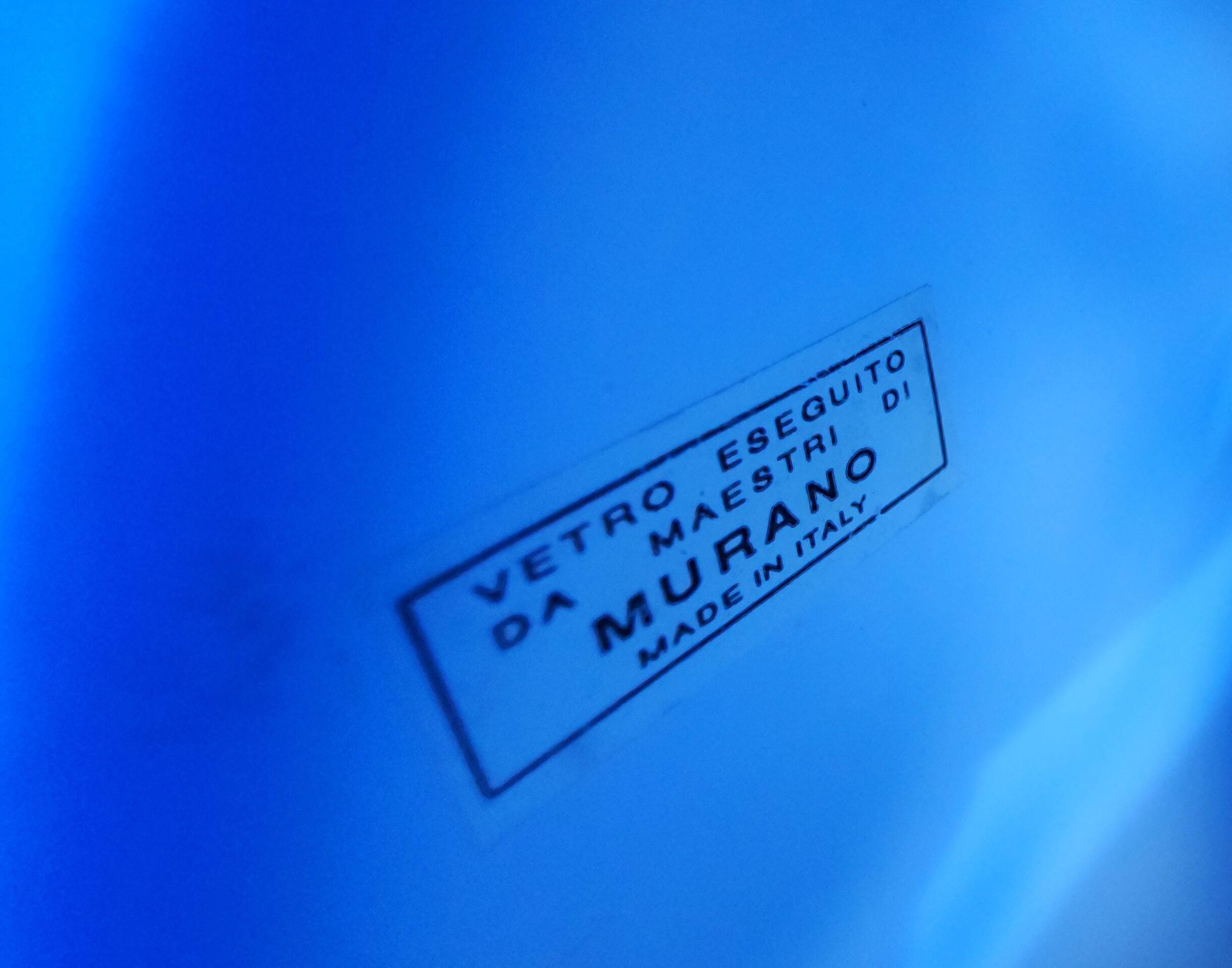 Coupe, centre de table vintage en verre de Murano bleu