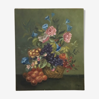 Tableau Panier Fruits et Fleurs