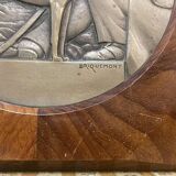 Bronze bas-relief framed in wood signed by Jean Auguste Briquemont (1879-1951)