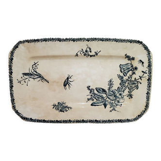 Serving dish of the earthenware factory of Pexonne model Fleurs de Champs, terre de fer