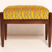 GFM Mid Century Stool in Yellow Jacquard by Casamance, E. Homa, Europe, 1960s