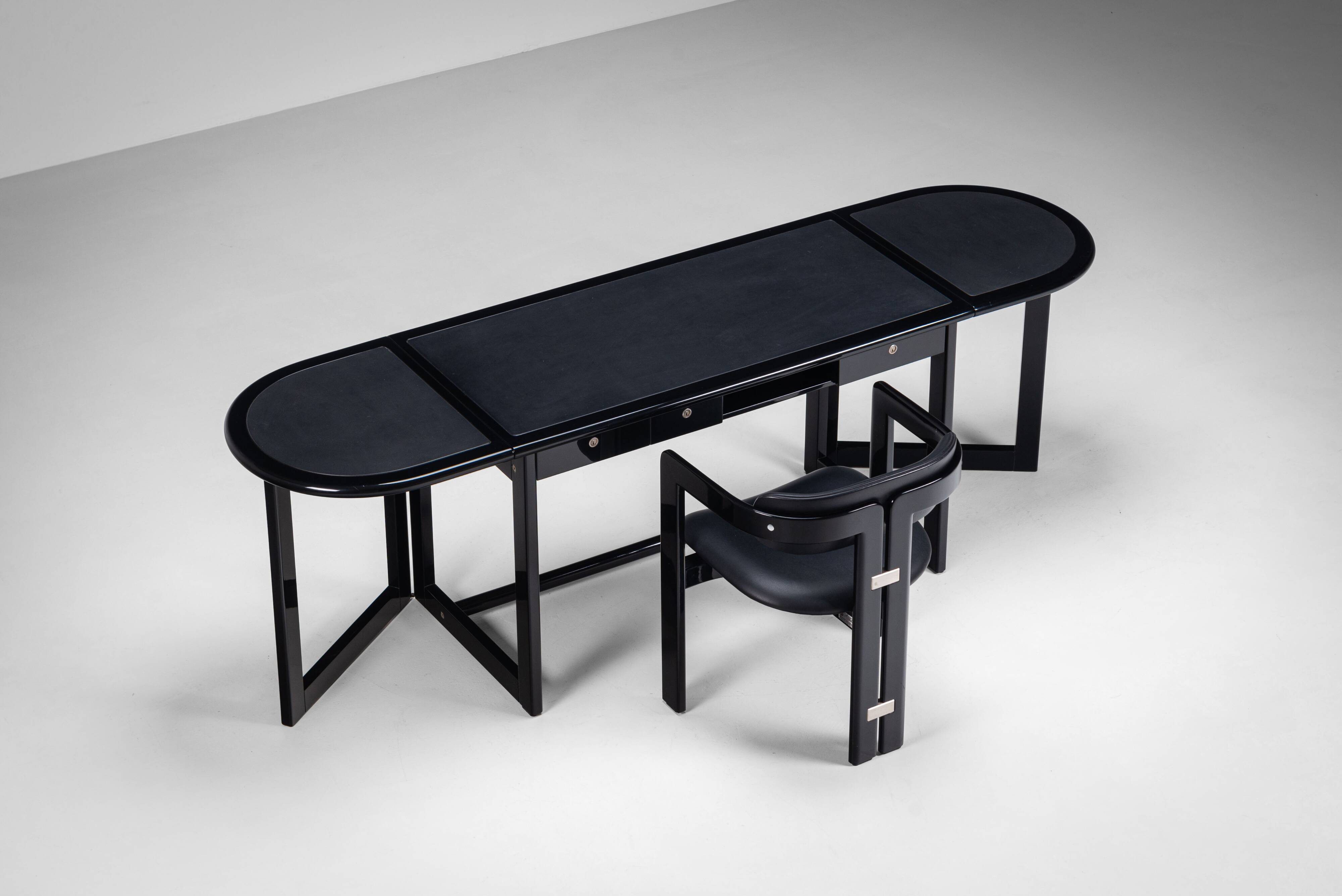 Augusto Savini rare drop leaf desk with Pamplona chair for Pozzi Italy