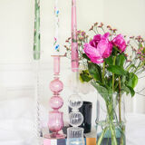 Bougie peinte à la main rose