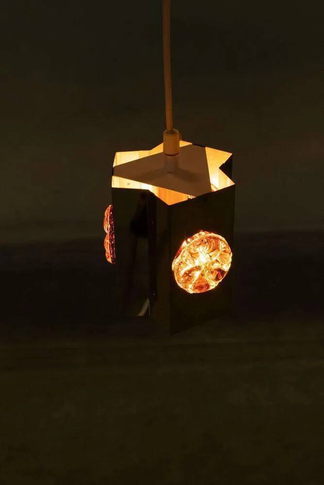 Vintage Danish Design Vitrika Suspension, brass & glass