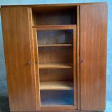 Library / Vintage solid wood sideboard – 3 doors with display cabinet