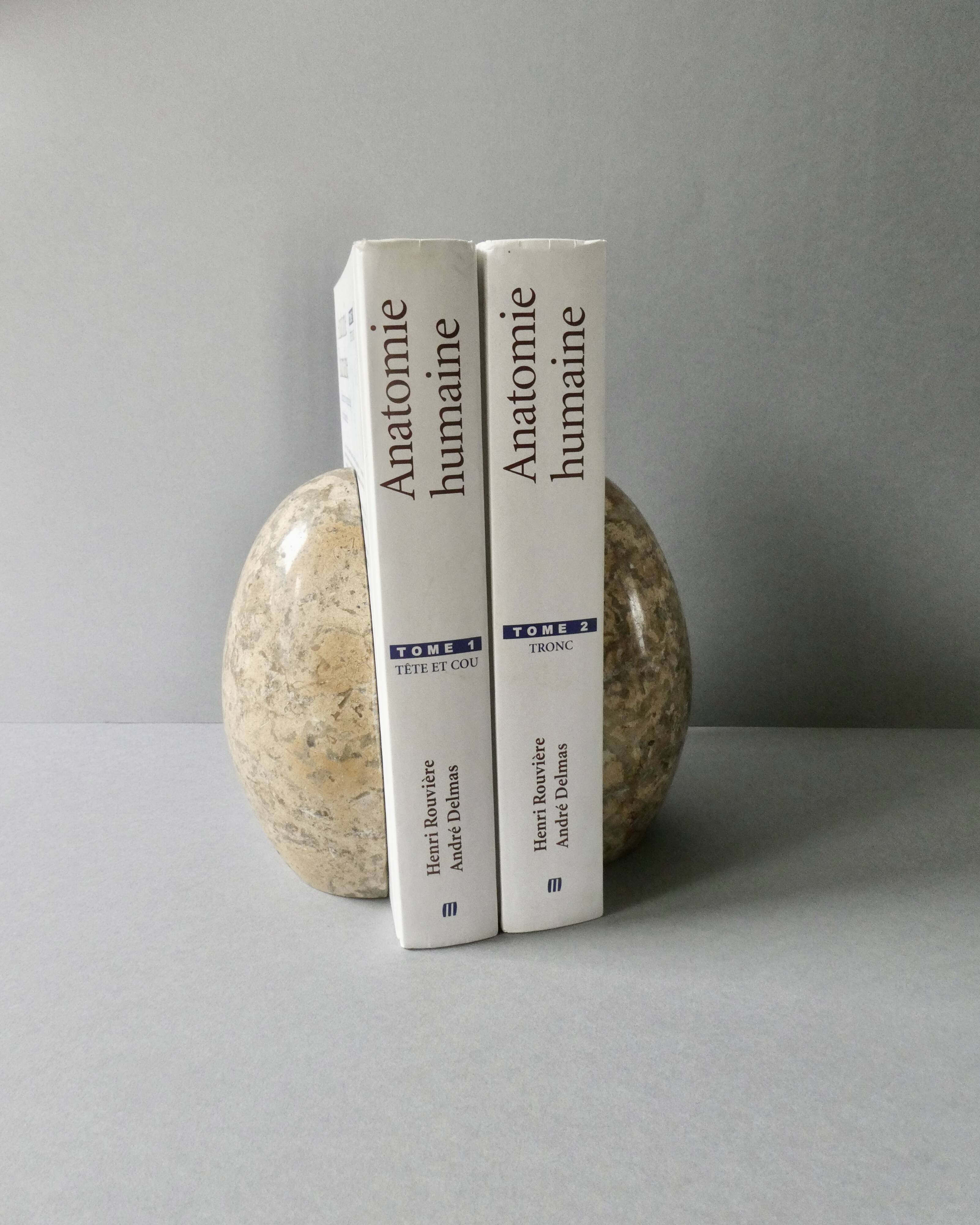 Marble bookends, egg shape