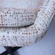 Fauteuil pivotant, tissu bouclé rouge et orange, années 1970