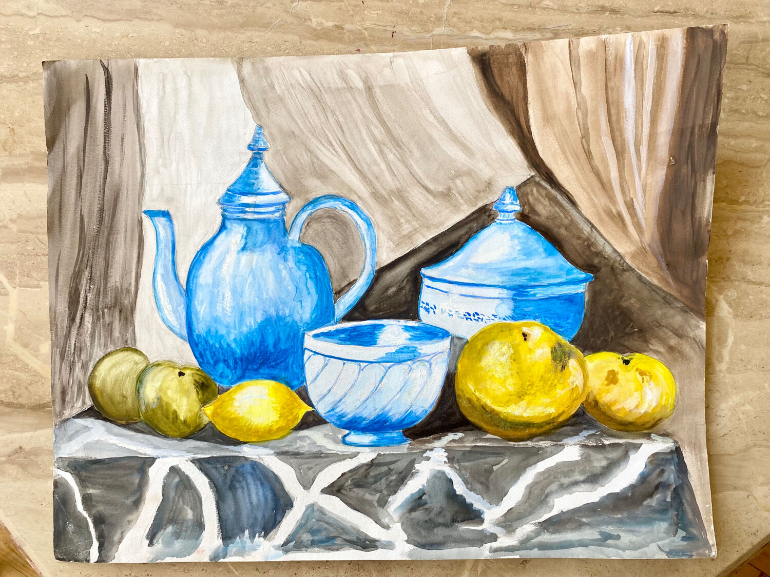 Dessin aquarelle nature morte