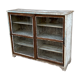 Teak display cabinet with sliding doors
