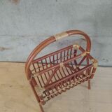 Porte revues - magazines en rotin vintage