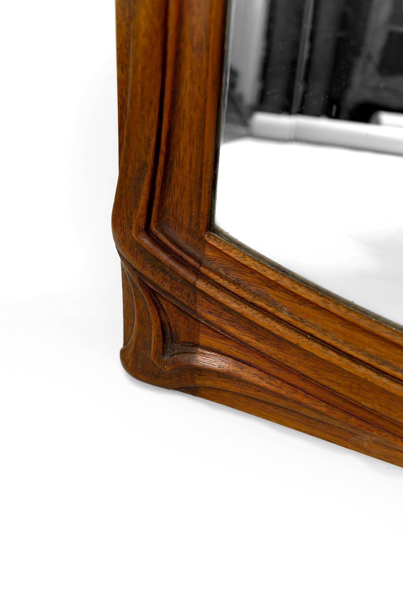 Important Carved Walnut Trumeau Mirror, Art Nouveau, France, Circa 1900