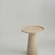 Pedestal cone side table in travertine