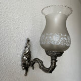 Pair of frosted glass globe wall lights from the early 20th century
