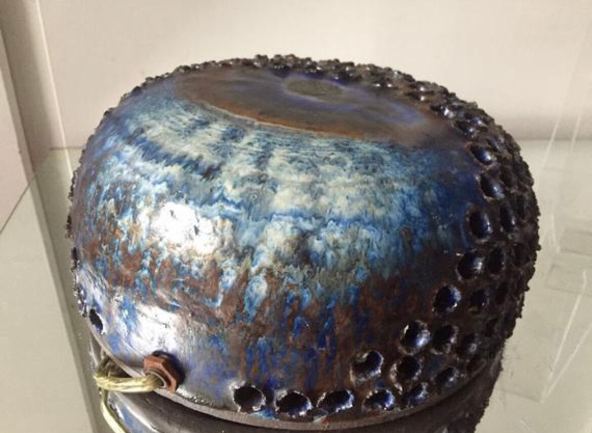 Danish ceramic stoneware 1974 wall light  signed studio